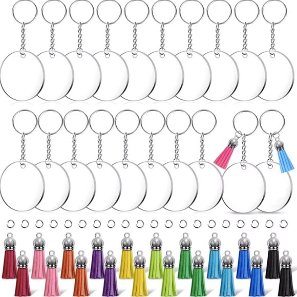 (7/$25) Acrylic keychain making kit with tassels - Picture 1 of 9